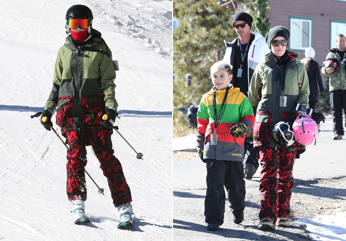 Gwen Stefani pratica esqui com a família na Califórnia