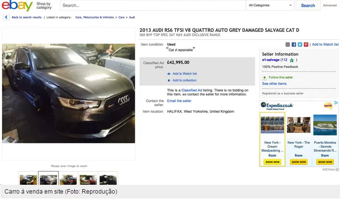  Carro batido de David Beckham vai parar no eBay