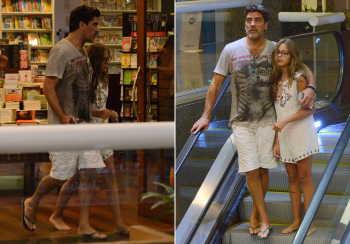 Junno Andrade circula com a filha em shopping do Rio
