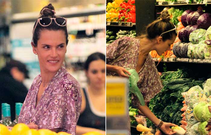 Alessandra Ambrósio vai ao mercado com a filha Anja ]