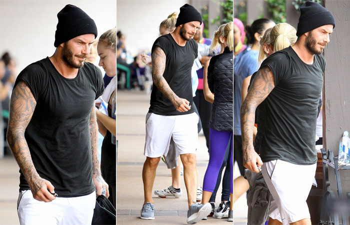 David Beckham mostra boa forma ao deixar academia