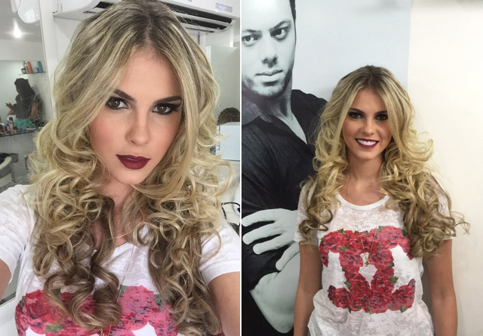 Bárbara Evans mostra resultado de cabelo e maquiagem para pré-Carnaval