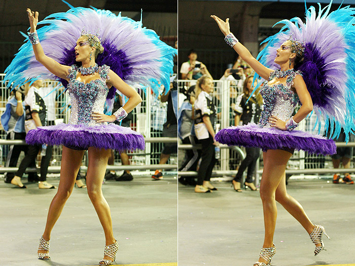 São Paulo: Linda de bailarina, Ana Hickmann abre o desfile da Vai-Vai