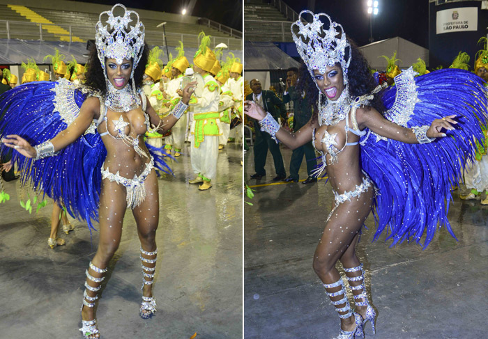 São Paulo: Bailarina do Faustão, Ivi Pizzott, mostra muito samba no pé durante desfile da Camisa Verde e Branco
