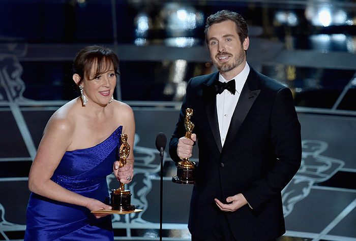 Oscar 2015: Melhor Curta de Animação, Feast. Na foto, Patrick Osborne e Kristina Reed