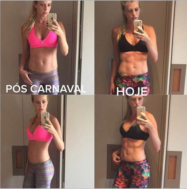 Caroline Bittencourt mostra antes e depois de sua barriga após o Carnaval