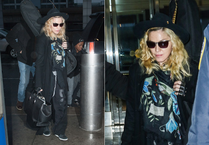Madonna desembarca em Nova York na companhia do filho David