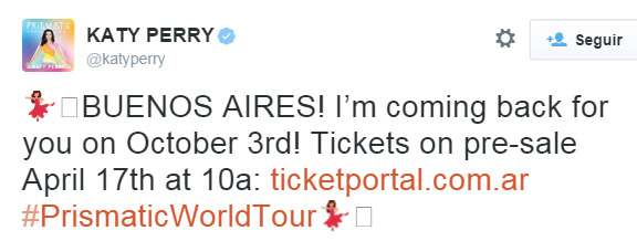 Katy Perry agenda mais uma data para turnê na América do Sul. Saiba onde ela estará!