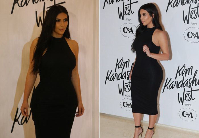 Kim Kardashian chega ao lançamento de sua coleção de roupas em São Paulo