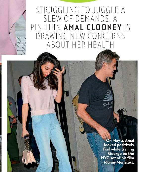 George Clooney está preocupado com a saúde de sua mulhe