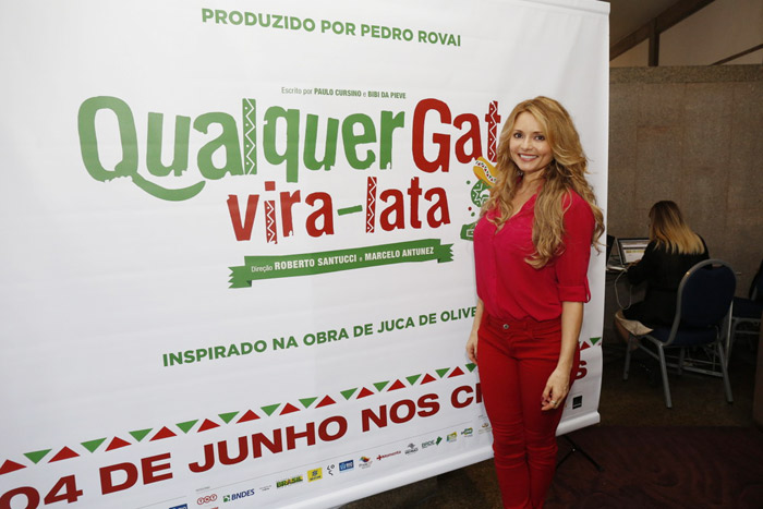 Rita Guedes em coletiva de filme, no Rio