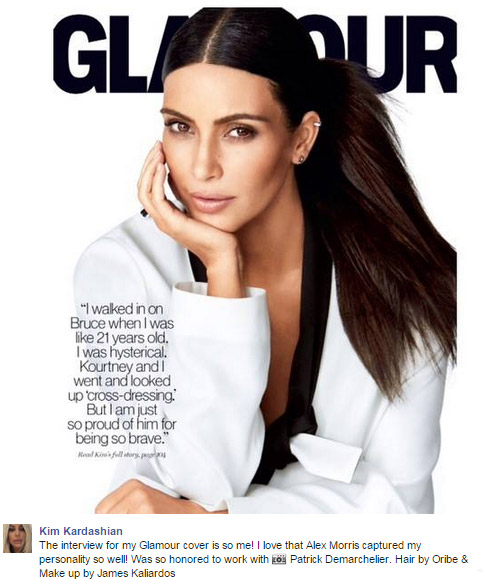 Kim Kardashian comenta capa de Bruce Jenner na Marie Claire
