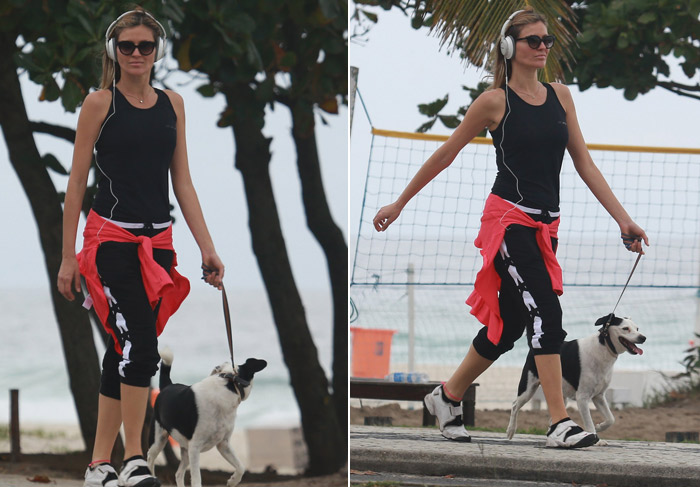 Ellen Jabour curte companhia do pet em caminhada pelo Rio
