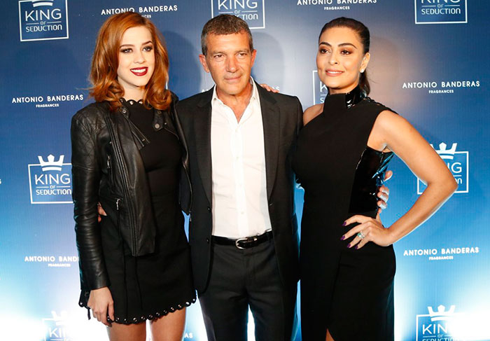 Sophia Abrahão, Antonio Banderas e Juliana Paes no lançamento de King of Seduction