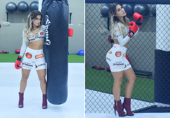 Ring Girl! Vanessa Mesquita clica ensaio pronta para combate