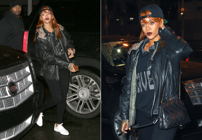 Estilo! Rihanna usa boné para trás durante passeio em NY