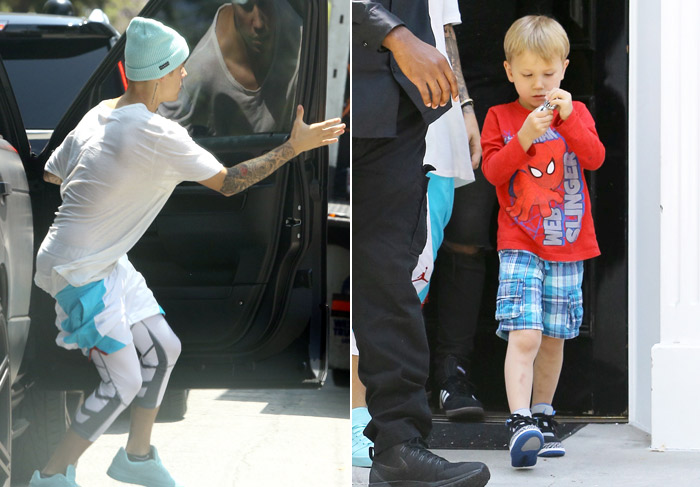 Justin Bieber chega em Beverly Hills com o irmão