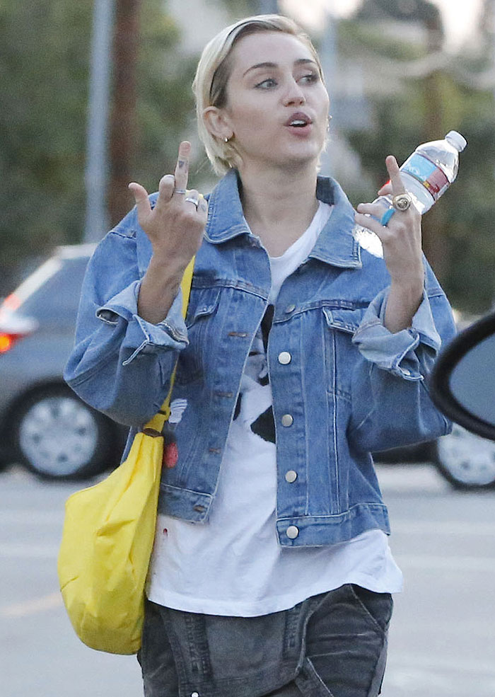 Miley Cyrus mostra dedo do meio durante dia de compras