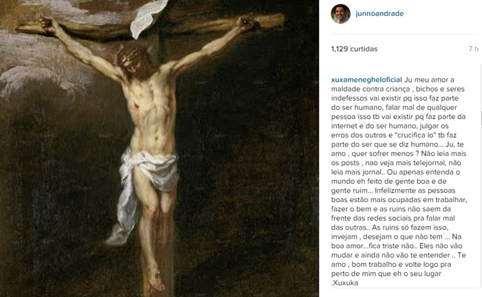 Xuxa responde post de Junno Andrade: 'Fica triste não'