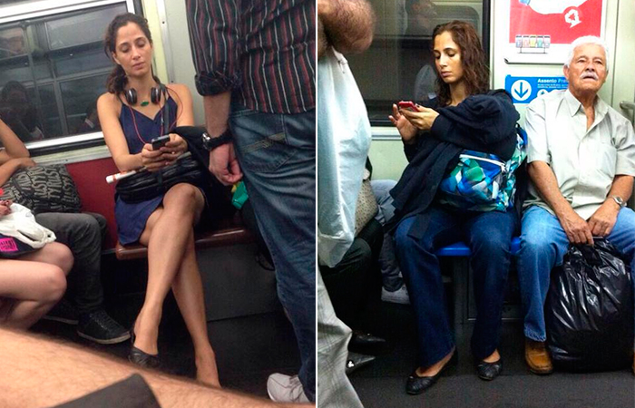 Camila Pitanga brinca ao ser flagrada no metrô: 'Falem comigo'