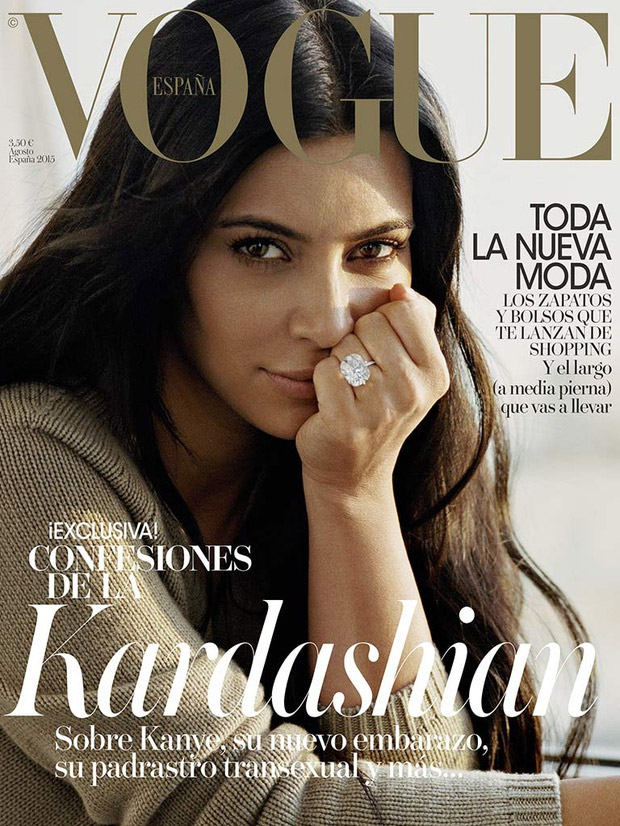 Kim Kardashian posa sem maquiagem para capa da Vogue