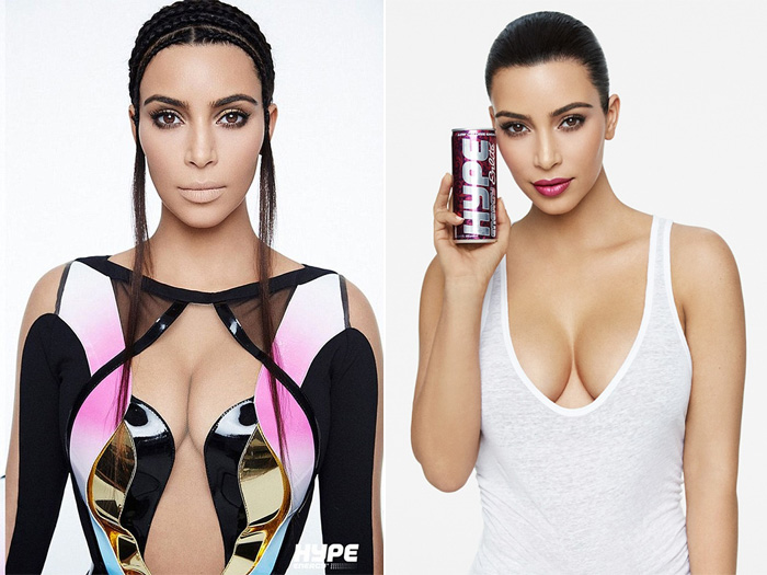Kim Kardashian abusa do decote em campanha de bebida