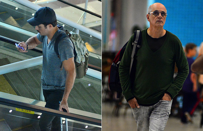 Marcos Caruso e Roger Gobeth embarcam em aeroporto