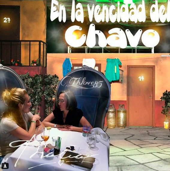Thalía se reencontra com viúva do Chaves em Nova York 