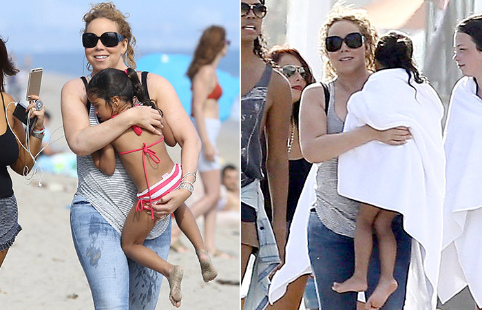 Mariah Carey usa look ‘atípico’ para ir à praia com a filha