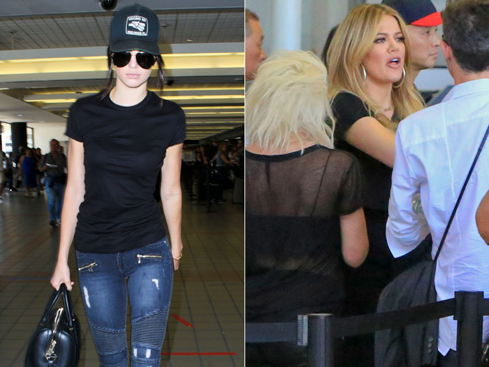 Kendall Jenner e Khloe Kardashian embarcam juntas