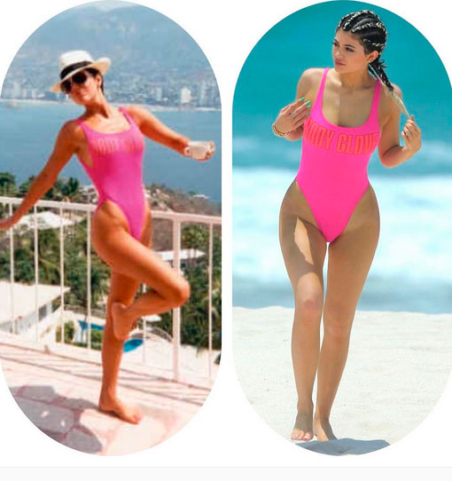 Kylie Jenner usa o mesmo maiô que a mãe 26 anos depois