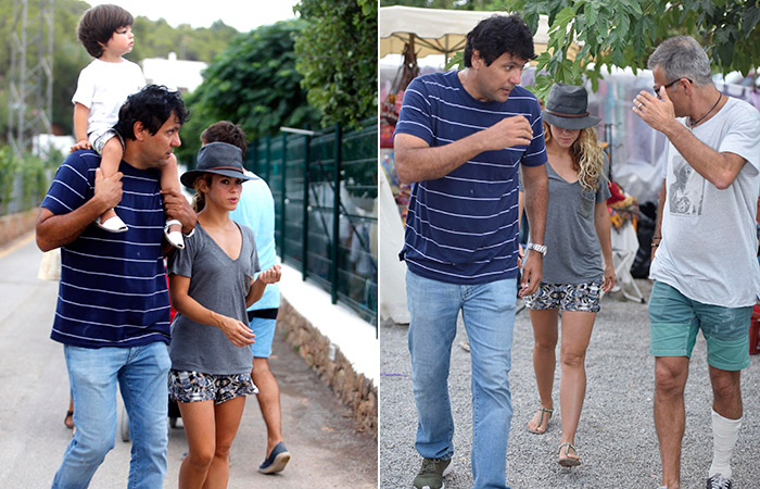 Com o sogro e o primogênito, Shakira passeia por Ibiza