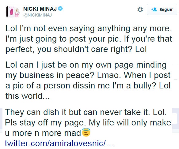 Nicki Minaj: ‘Pessoas são as piores coisas do Planeta’