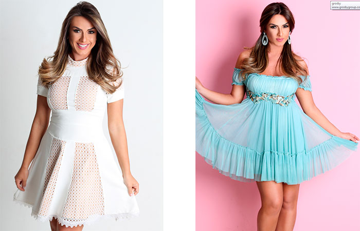 Nicole Bahls aposta nos vestidinhos para divulgar produtos