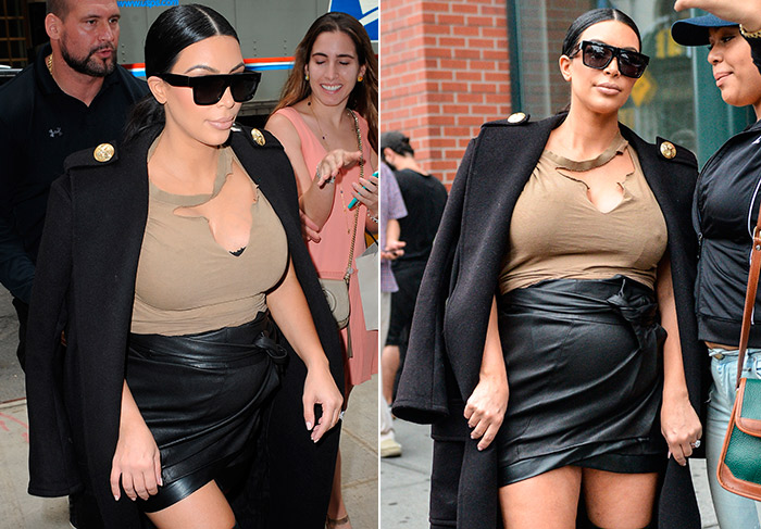 Kim Kardashian usa minissaia mesmo durante a gravidez