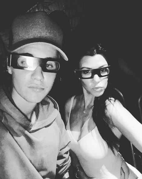 Justin Bieber curte noitada com Kourtney Kardashian