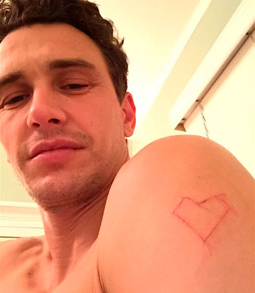  James Franco faz ‘tatuagem’ com automutilação