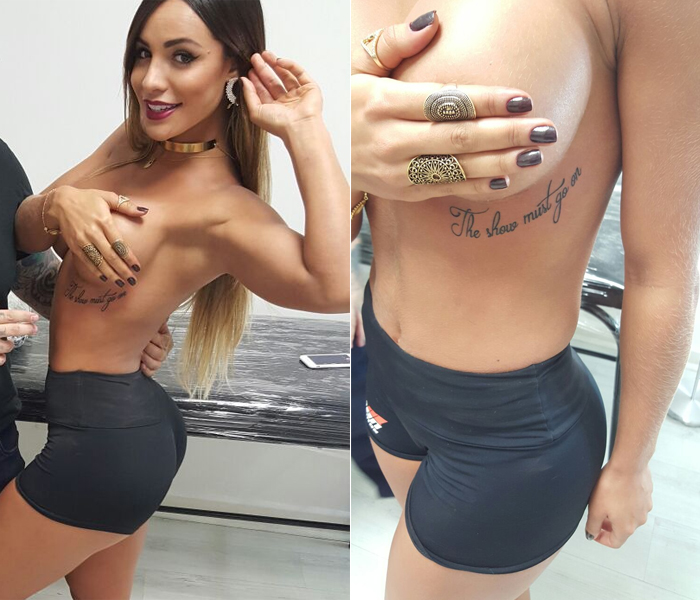 De topless, Aline Mineiro mostra nova tatuagem 
