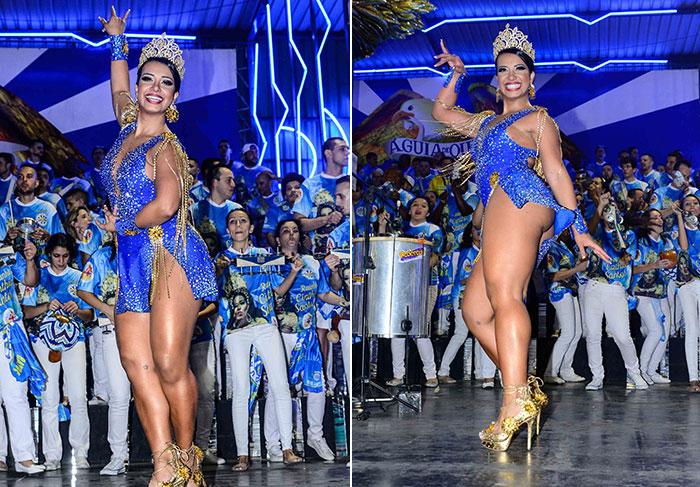 Cinthia Santos exibe corpão e pernas torneadas em samba