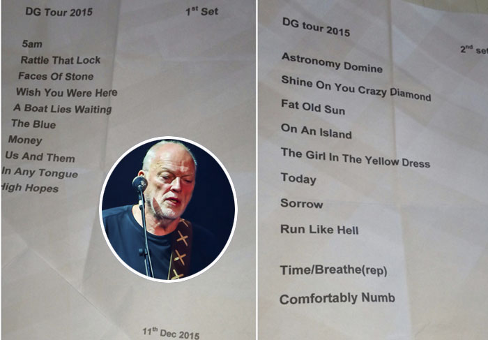 Setlist do show de David Gilmour no Allianz Park, em São Paulo, dia 11/12/2015