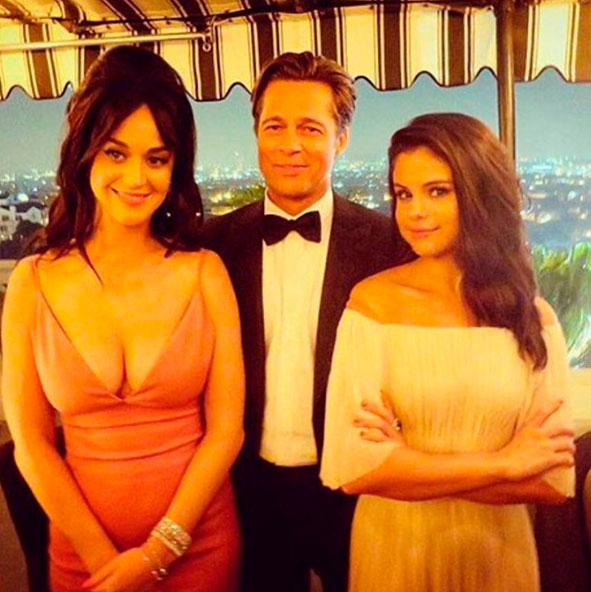  Que trio! Katy Perry, Brad Pitt e Selena Gomez posam juntos