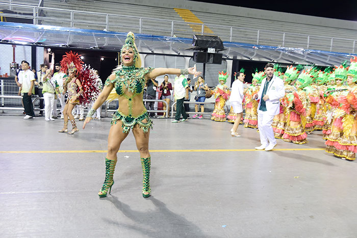 Em frente à bateria, Viviane foi um show a parte e ajudou a escola a voltar parao Grupo Especial do carnaval de São Paulo