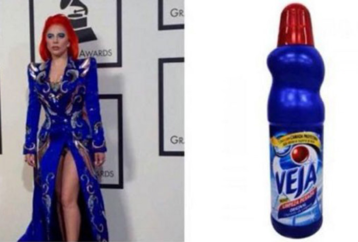 O look de Lady Gaga também lembrou o produto de limpeza Veja