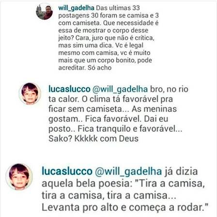 Lucas Lucco posta foto é criticado e responde com humor