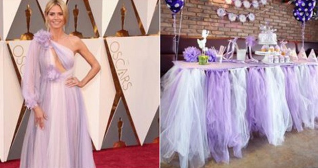 Heidi Klum ganhou um meme que comparou seu vestido a uma toalha de mesa de festa infantil