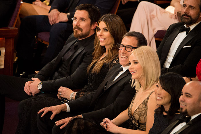 Christian Bale, Sibi Blazic, David O. Russell e Jennifer Lawrence 