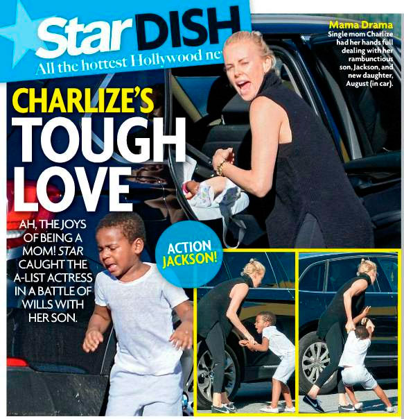  Charlize Theron passa apuro com o filho Jackson, na rua