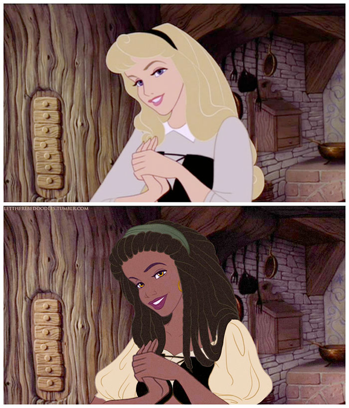 A princesa Aurora, do clássico A Bela Adormecida, ganhou pele negra, olhos cor de mel e cabelos rastafari, nesta versão jamaicana