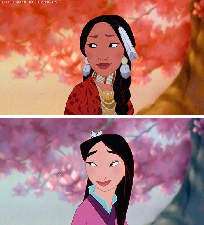 De pele mais clara, a princesa Mulan (1998) ganhou versão indígena e ficou como uma verdadeira nativa americana