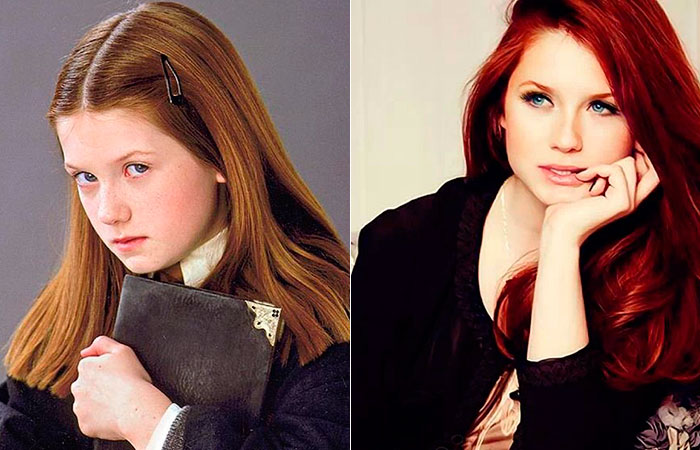 Bonnie Wright: Conhecida como Gina Weasley, a caçula dos irmãos Weasley, a atriz tem impressionado por já estar uma completa mulher. Falando do visual, aliás, a ruiva também se tornou conhecida no universo da moda e tem conciliado suas participações na frente das câmeras com os trabalhos que faz, unindo o mundo fashion com sustentabilidade